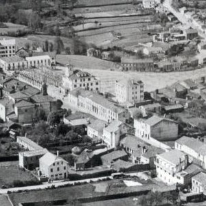 Vista aérea de Ordes no ano 1950